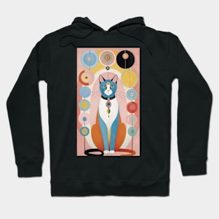 Hilma af Klint's Whimsical Cat Symphony: Abstract Harmony Hoodie